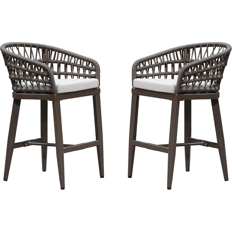 PURPLE LEAF Outdoor Dining Chairs Set of 2 Patio Bar Stools - Coffee-counter stool