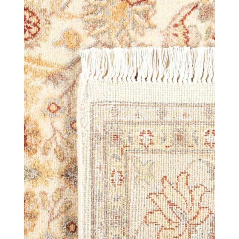 Overton Hand Knotted Wool Traditional Oriental Ivory Area Rug - 5' x 8'