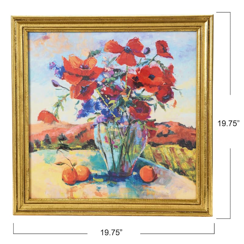 Watercolor Floral Print with Solid Wood Frame - Multi-Color