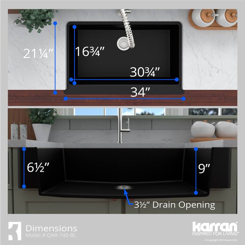 Karran Retrofit Apron Quartz Single Bowl Kitchen Sink