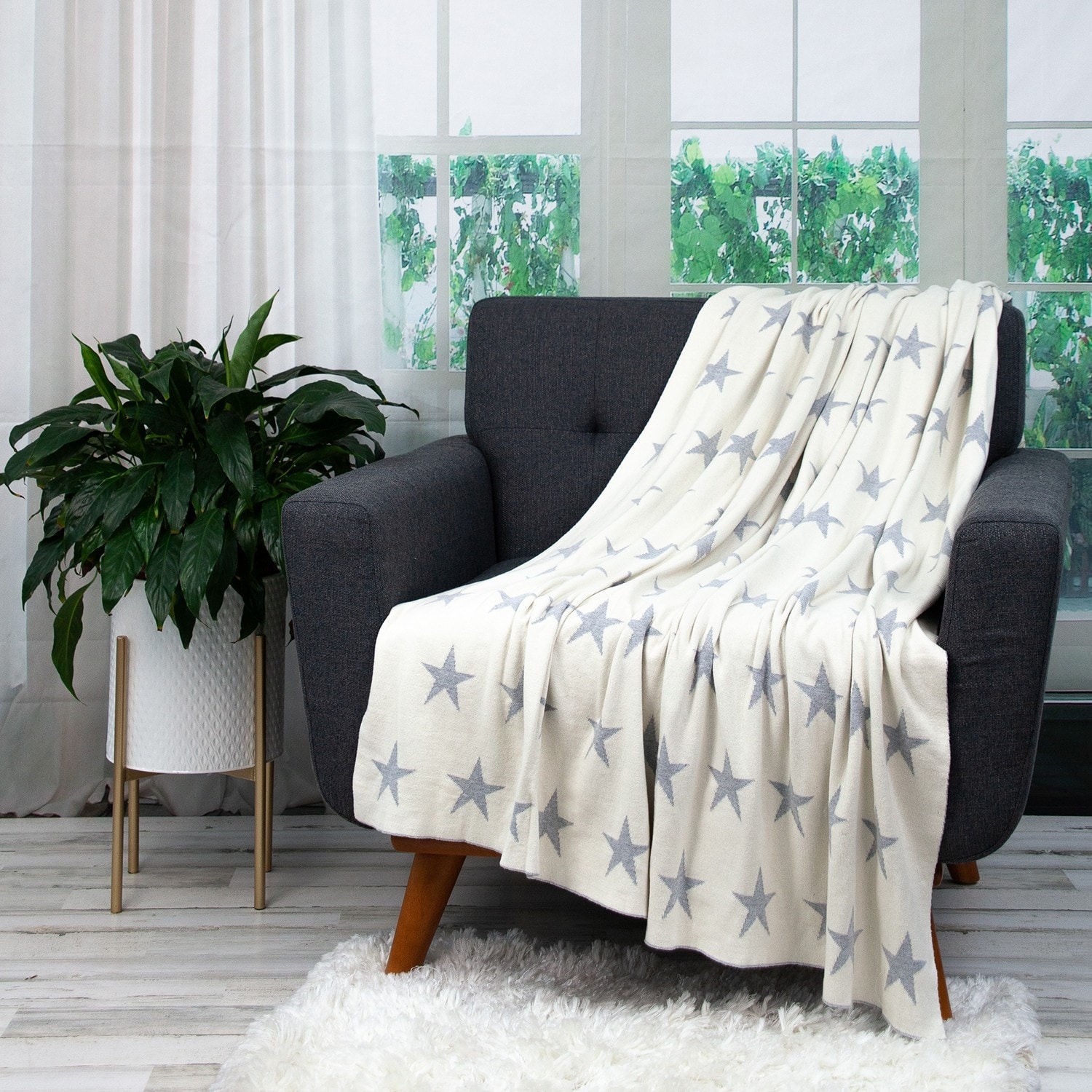 Gray and best sale white throw