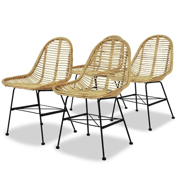 vidaXL Dining Chairs 4 pcs Natural Rattan. Opens flyout.