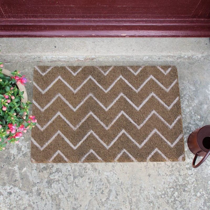 A1HC Natural Coir Doormat with Classic Design PVC Backing,0.75 Inch Pile Height, Natural Color, Front Outdoor Double Doormat