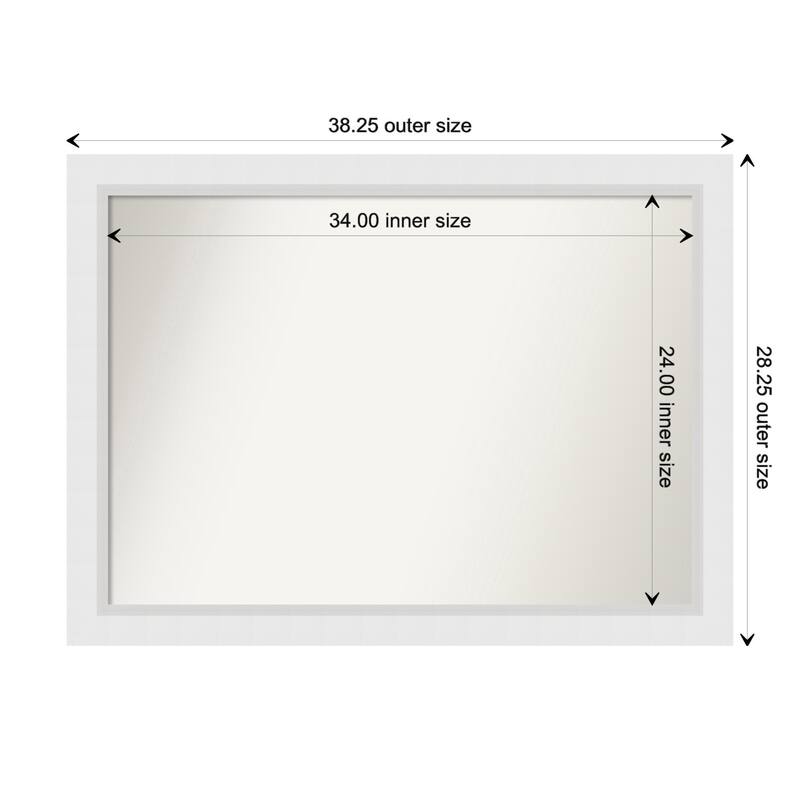 Blanco White Framed Non-Beveled Custom Wall Mirror, Bathroom Vanity Mirror - Outer Size: 38.25 x 28.25