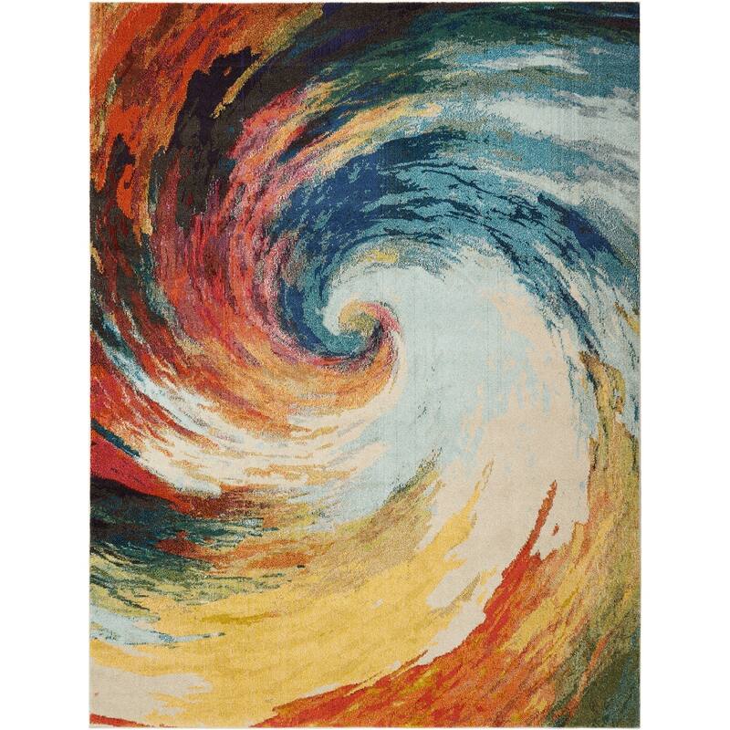 Power Loomed Abstract Modern Non Skid Stain Resistant Area Rug - 115' X '79' X '0.5
