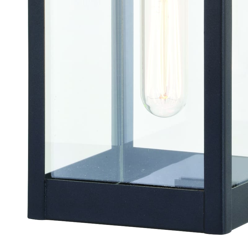 Kinzie Black Motion Sensor Dusk to Dawn Outdoor Wall Light Clear Glass