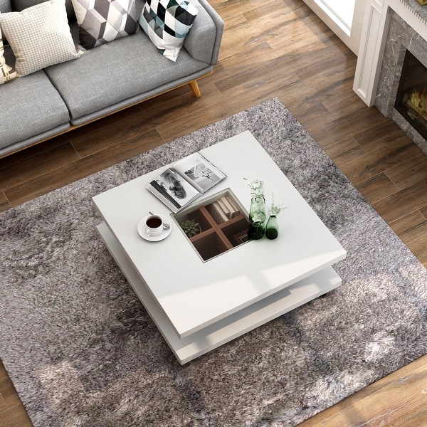 Modern 2-Tier Coffee Living Room Furniture Storage Shelf End Table Furniture US 