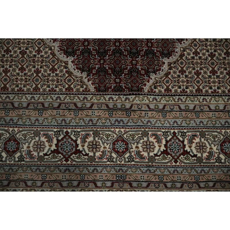 Hand Knotted Oriental 100% Wool Carpet Traditional Floral Red Tabriz-Mahi Area Rug - 11' 10'' X 8' 2''