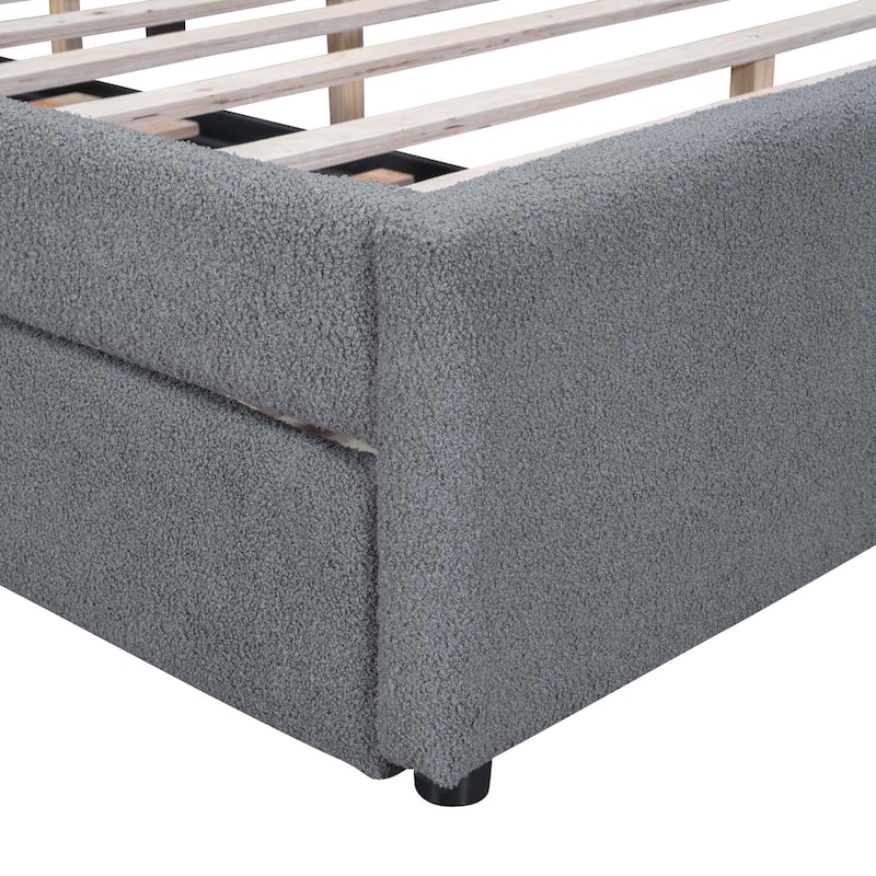 Teddy Fleece Platform Bed with Trundle