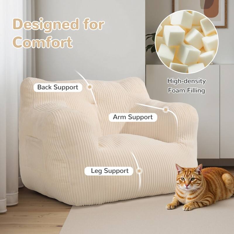Pamapic Bean Bag Chair, Soft Corduroy Lazy Large Bean Bag Couch