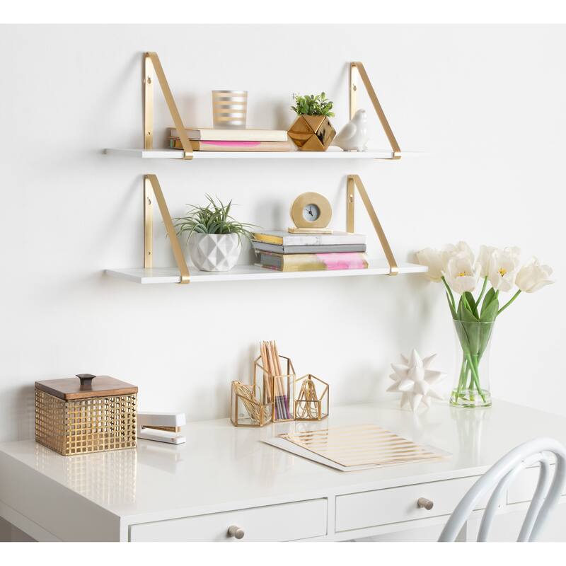 Kate and Laurel Soloman Wood 2 Piece Shelves with Metal Brackets