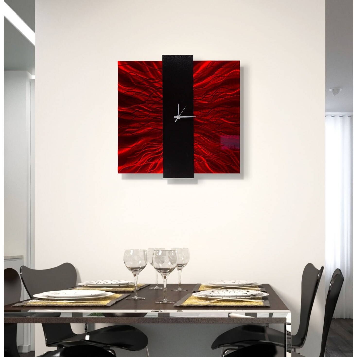 Statements2000 Modern Metal Wall Art Clock Abstract Decor Jon Allen Black Willow 