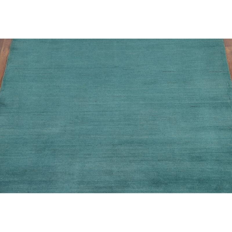 Turquoise Blue Modern Gabbeh Oriental Area Rug Handmade Wool Carpet - 5'1" x 6'6"