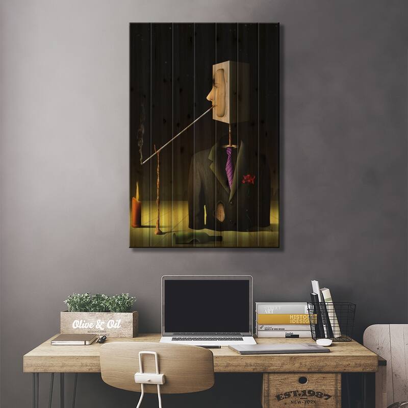 Um Homem na Noite (A Man In The Night) Print On Wood by Marcel Caram - Multi-Color