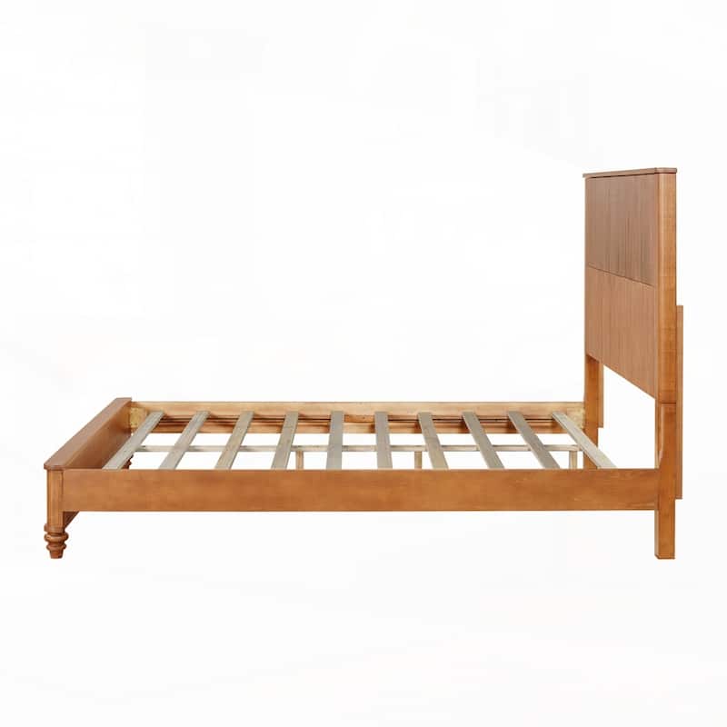 Solid Wood Bed Frame with Tall Headboard