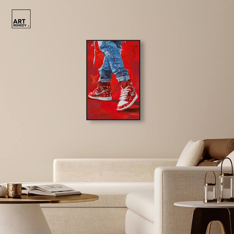 Bold Red Glam Sneakers Canvas by Art Remedy