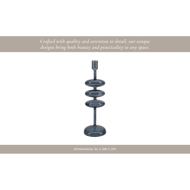 Modern Glass Retro Bubble Pillar and Taper Candle Holder Sleek Design