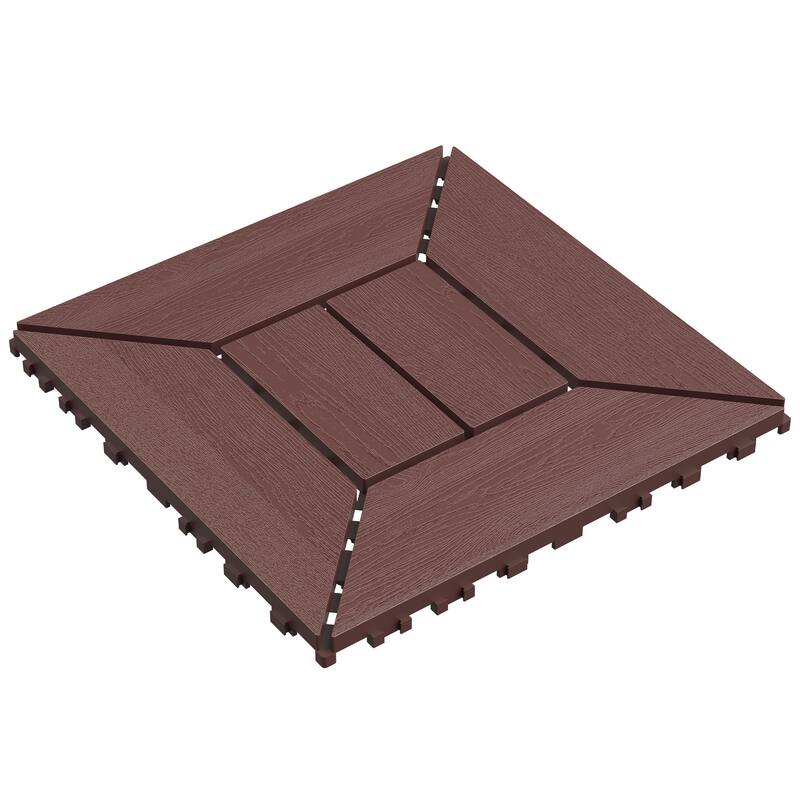 New 12 inch balcony deck tiles, DIY interlocking deck floor tiles, indoor and outdoor floor tiles, easy to install patio tiles - Brown/Red