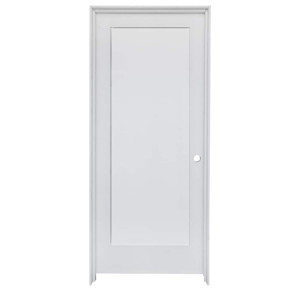 KaMic 30 x 80" Left-Hand Swing-in Traditional Solid Wood Interior Door in White - Black