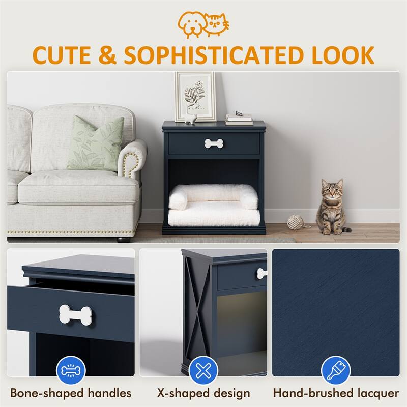Wood Storage Cabinet with Led Light and Drawer