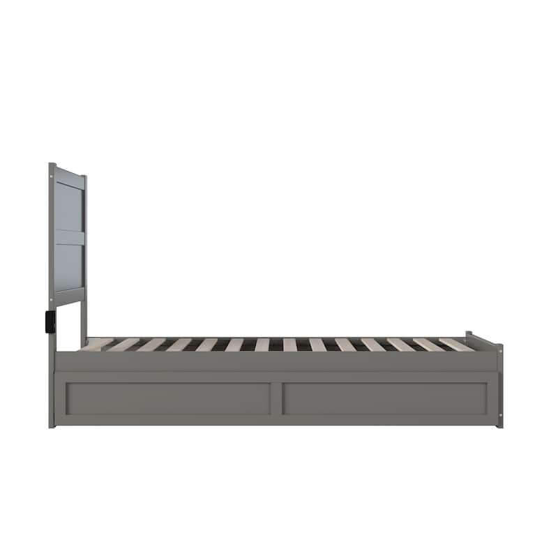 NoHo Twin Extra Long Bed with Footboard and Twin Extra Long Trundle in Grey
