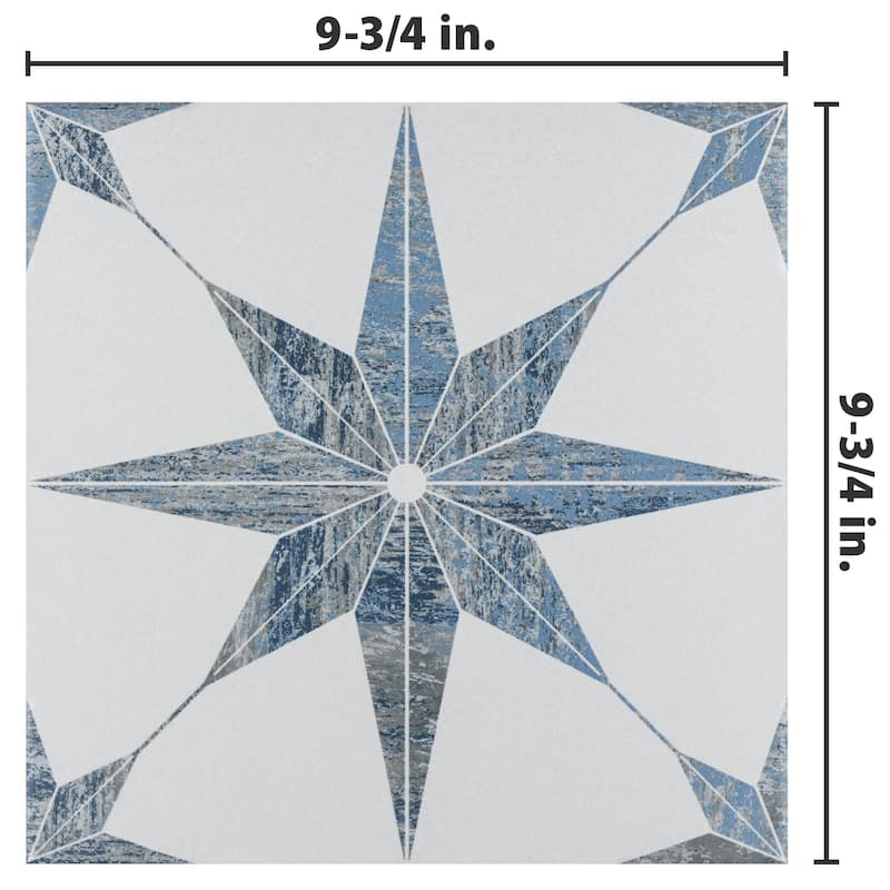 Merola Tile Cassis Stella Blue 9-3/4" x 9-3/4" Porcelain Floor and Wall Tile