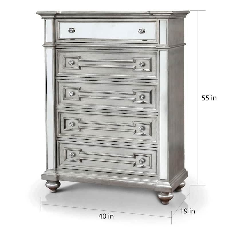 Eaen Glam Champagne Solid Wood 5-Drawer Chest by Furniture of America
