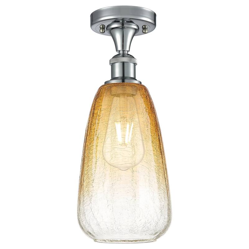 Innovations Lighting 516-1C-14-6 Brookhaven Almond Semi-Flush - Polished Chrome / Amber