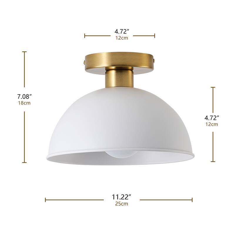 Modern Brushed Gold Semi Flush Mount Ceiling Light for Hallway Stairway Foyer