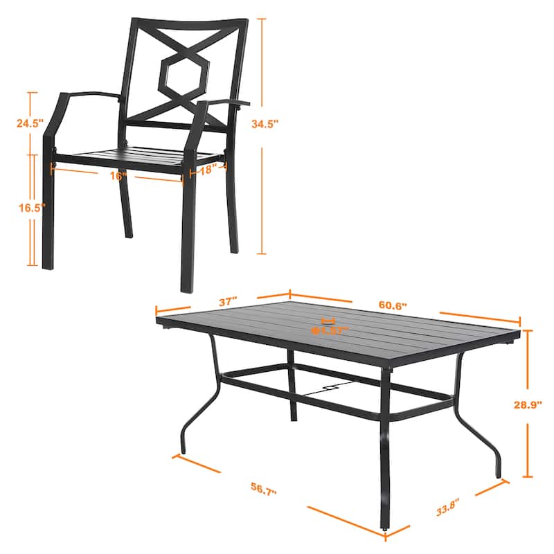 NUU GARDEN Outdoor 7-Piece Iron Dining Set