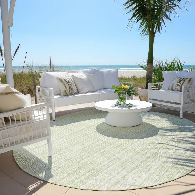 Machine Washable Indoor/ Outdoor Chantille Contemporary Striped Rug - Mint - 8' x 8'