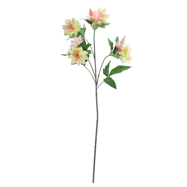 27” Yellow and Pink Artificial Mini Dhalia Inspired Floral Spray - N/A