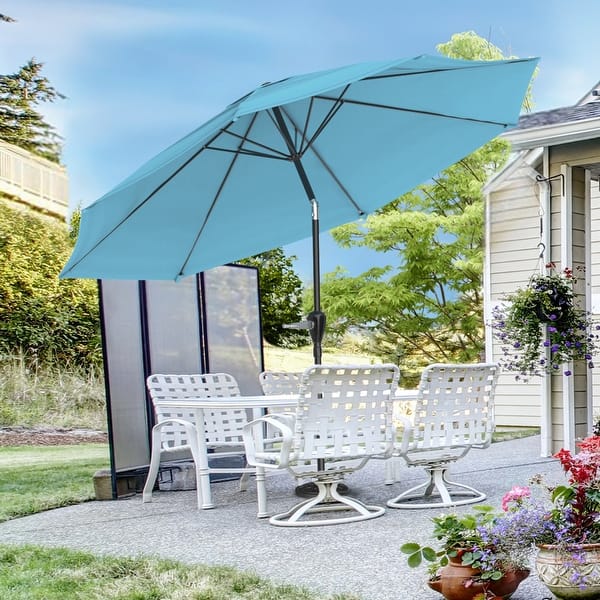 11 round offset patio umbrella with base Panama Jack 11.5 ft Cantilever Sunbrella Terracotta 360 Umbrella w/Movable Base