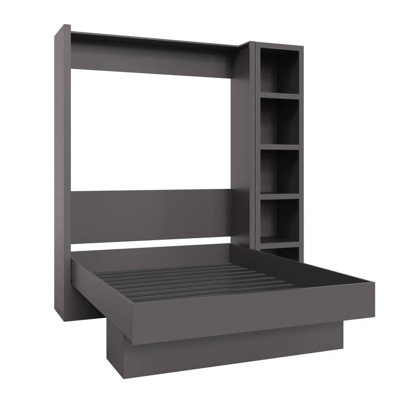 Easy-Lift Full Murphy Wall Bed in with Bookshelf