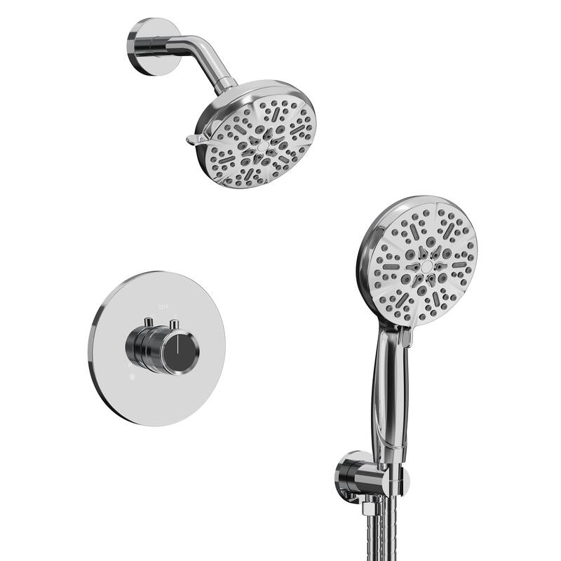 2-in-1 Shower Head and Handheld Combo with Solid Brass Valve