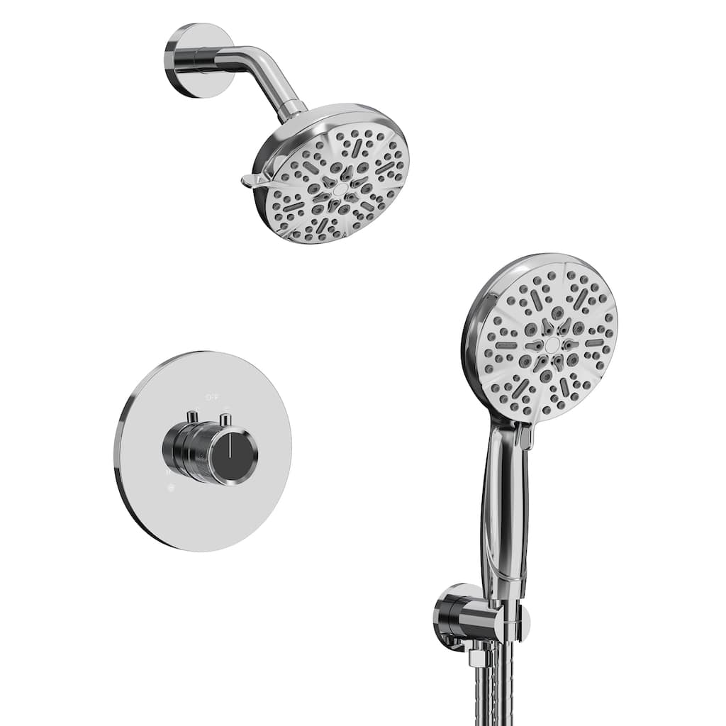2-in-1 Shower Head and Handheld Combo with Solid Brass Valve