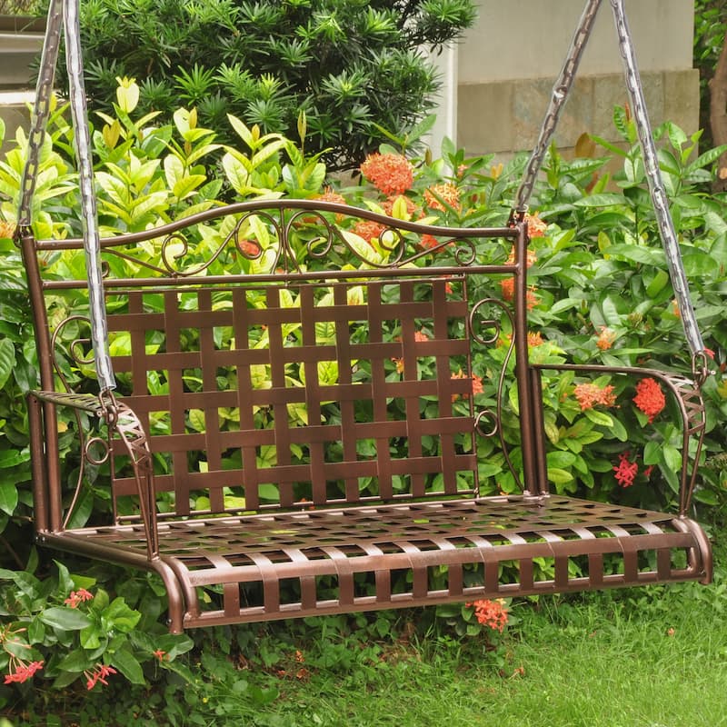 Mandalay Iron Porch Swing - Hammered Bronze