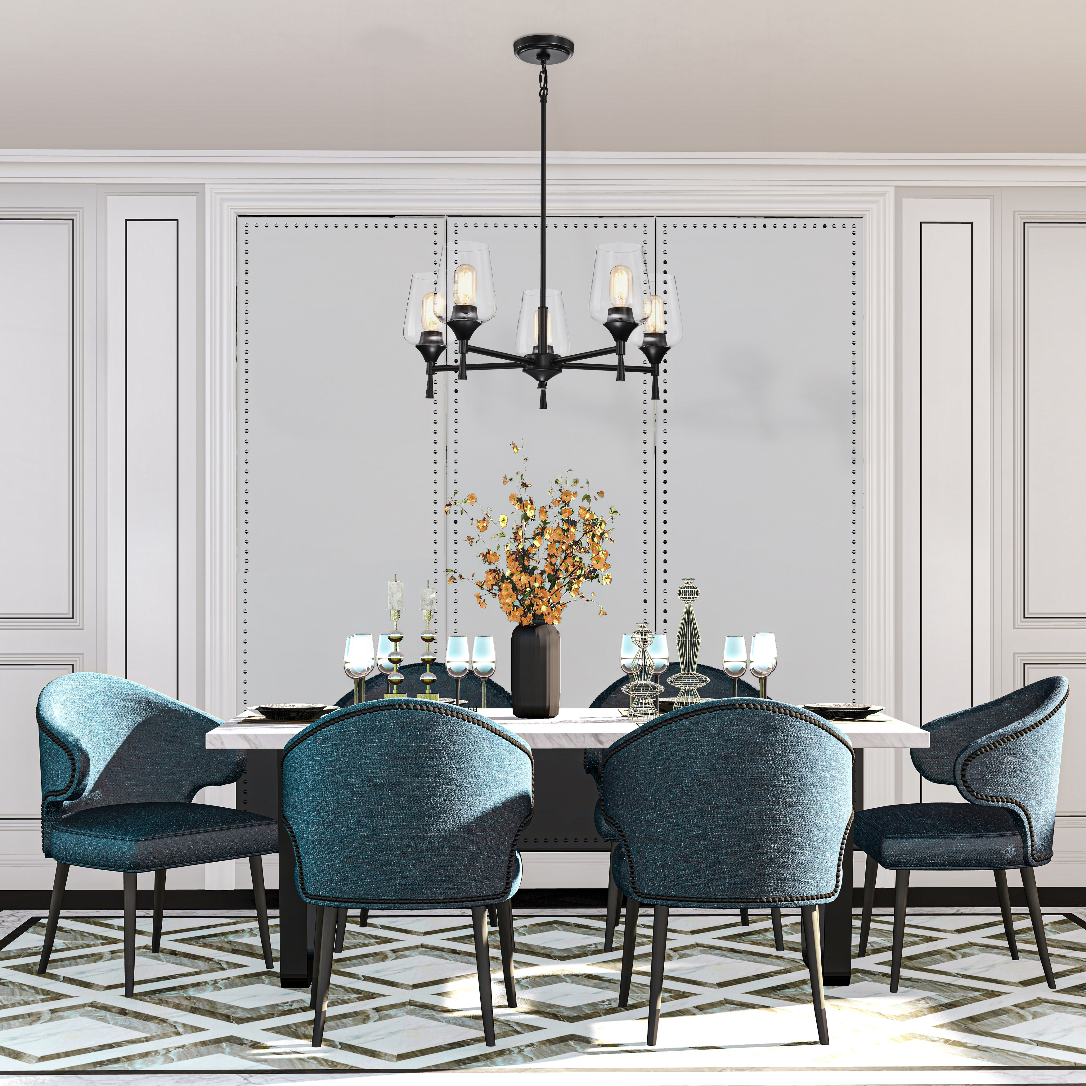 Matte black modern chandelier discount