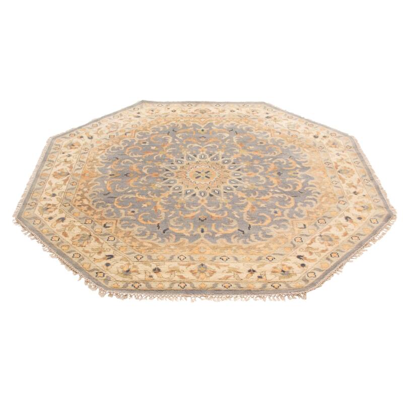ECARPETGALLERY Hand-knotted Royal Oushak Light Denim Blue Wool Rug - 7'10 x 7'10