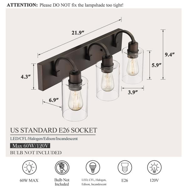dimension image slide 16 of 26, Bathroom Vanity Light Fixtures - Farmhouse Wall Light for Bathroom