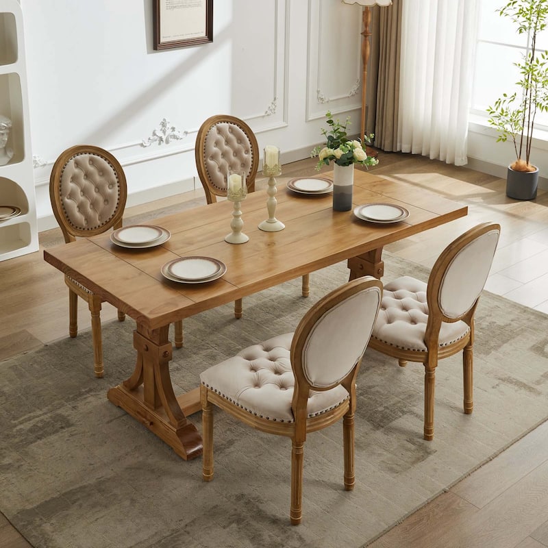 Solid Wood Frame Velvet Dining Chair with Nailhead Trim,Set of 2