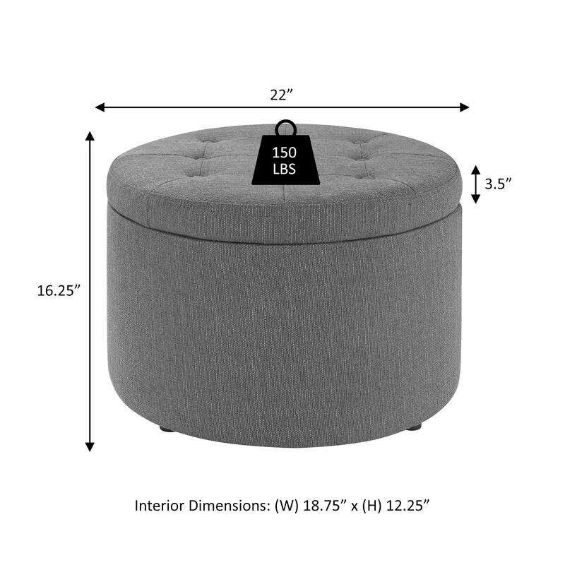 Convenience Concepts Designs4Comfort Round Shoe Storage Ottoman