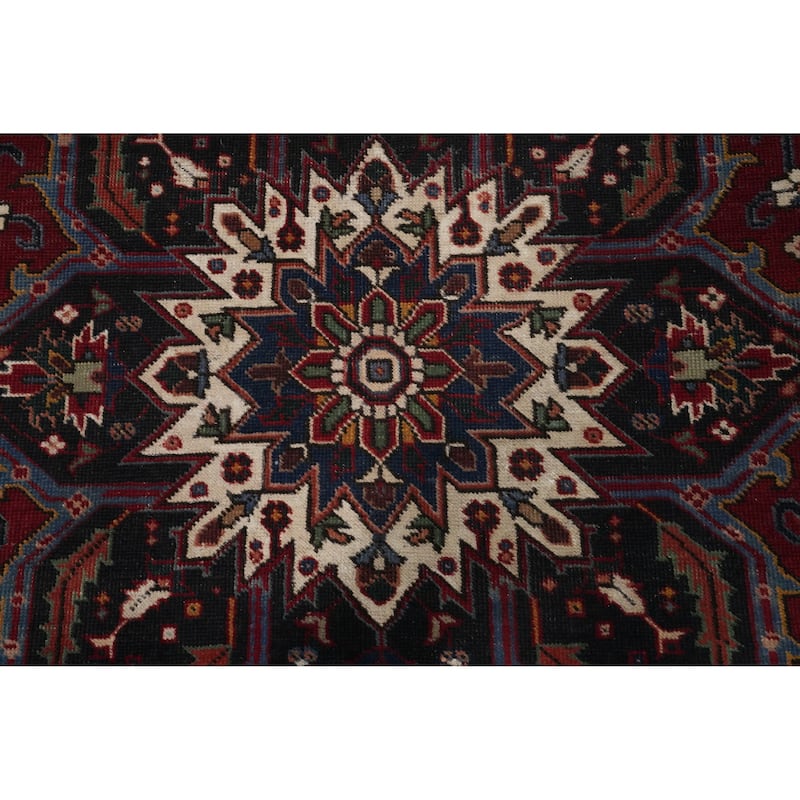 Hand Knotted Oriental 100% Wool Carpet Traditional Medallion Red Heriz Area Rug - 10' 7'' X 7' 5''