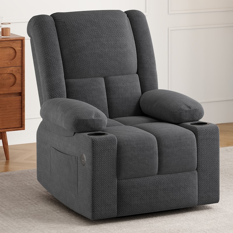 Power Lift Recliner Chair, Lounge Chaise Chair with Heat Functions, Massage Chair with USB Ports & Cup Holders