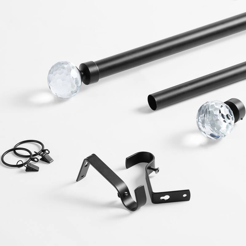 Exclusive Fabrics Glass Sphere Prism Extendable Metal Rod Set, 52 - 144