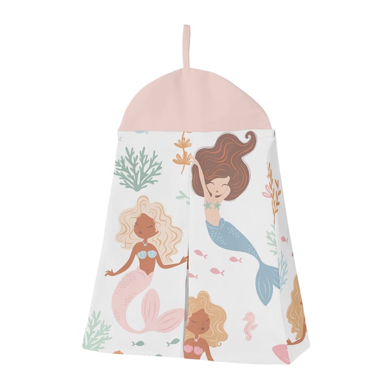 Sweet Jojo Designs Ocean Mermaids Girl 4p Nursery Crib Bedding Set Pink Teal Under the Sea Underwater Theme Fairytale Fish Blue