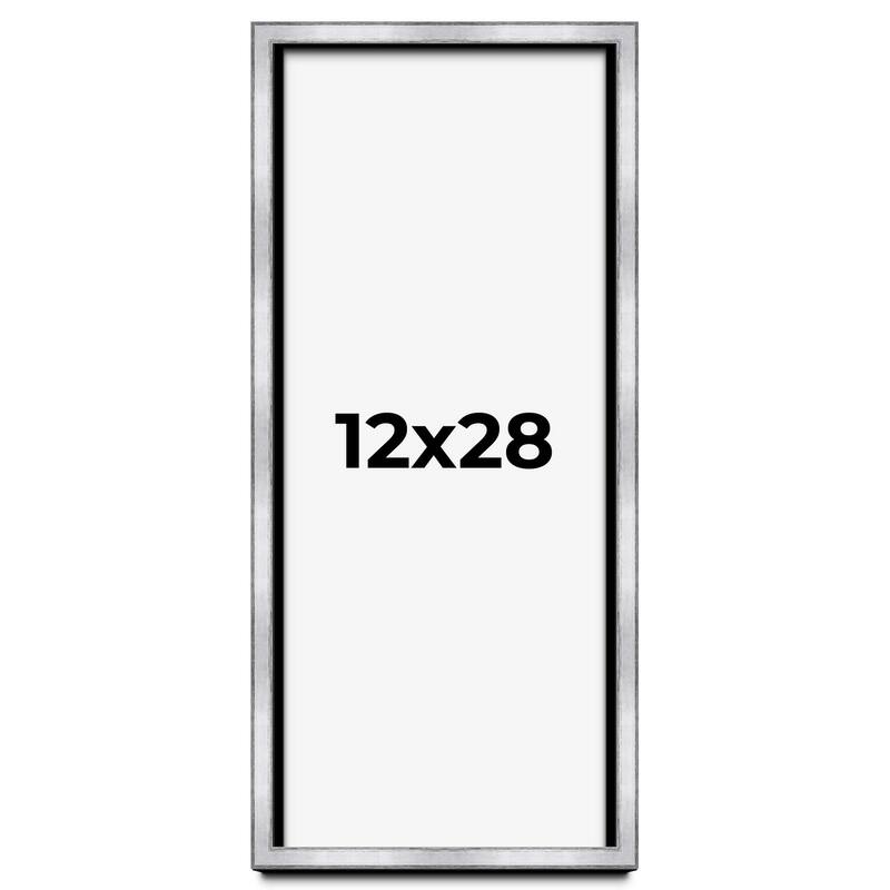 12x28 Shadow Box Frame Silver | 1.375 Inches Deep Real Wood