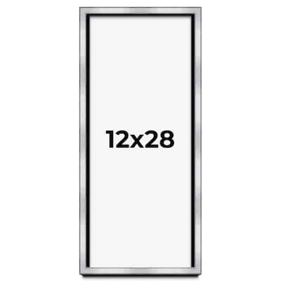 12x28 Shadow Box Frame Silver | 1.375 Inches Deep Real Wood