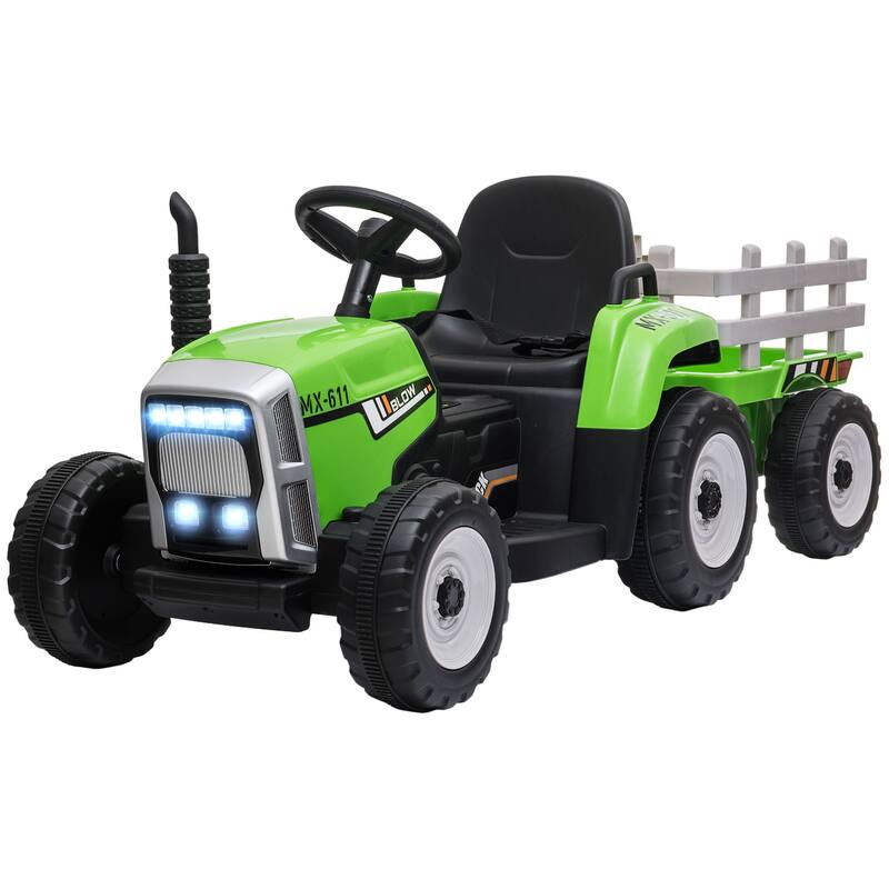 Kids Electric Ride-On Tractor with Detachable Trailer, Remote Control, Music, and Safety Features for Ages 3-6