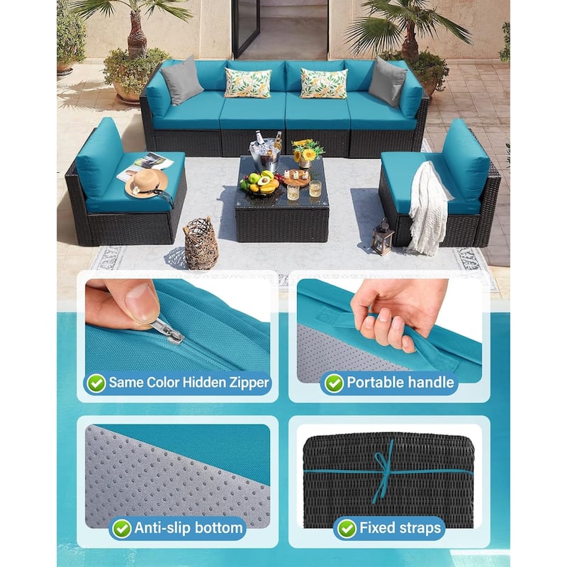 WINSOON 14 Piece Outdoor Furniture Replacement Cushions,Patio Seat Cushions